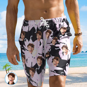 Strandshorts Mit Individuellem Gesicht, Personalisierte Foto-badehose, Shorts Mit Zufälligem Blumendruck - DePhotoBoxer