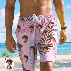Custom Face Beach Short, Personalisierte Foto-badehose Für Herren, Zufällige Tropische Print-shorts - DePhotoBoxer