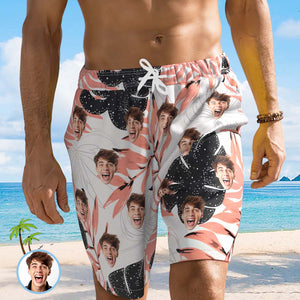 Custom Face Beach Short, Personalisierte Foto-badehose Für Herren, Shorts Mit Tropischem Aufdruck - DePhotoBoxer