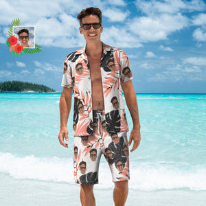 Benutzerdefiniertes Gesicht-hawaii-hemd Oder Strand-shorts, Passende Outfits, Personalisiertes Herrenfoto, Tropischer Druck, Hawaiianische Kleidung, Urlaubsparty-geschenk - DePhotoBoxer
