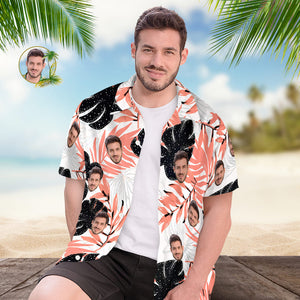 Benutzerdefiniertes Gesicht-hawaii-hemd Für Männer, Personalisiertes Kurzarm-hemd Mit Foto, Herren-hemd Mit Tropischem Aufdruck - DePhotoBoxer