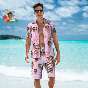 Benutzerdefiniertes Gesicht-hawaii-hemd Oder Strand-shorts, Passende Outfits, Personalisiertes Herrenfoto, Zufälliger Tropischer Druck, Hawaiianische Kleidung, Urlaubsparty-geschenk - DePhotoBoxer