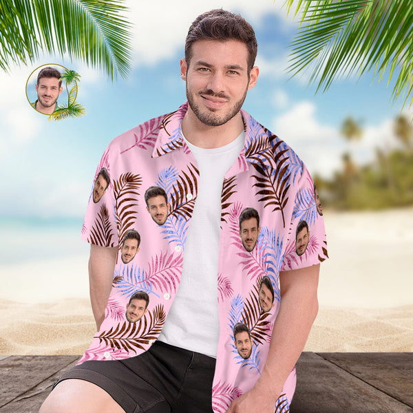 Benutzerdefiniertes Gesicht-hawaii-hemd Für Männer, Personalisiertes Kurzarm-hemd Mit Foto, Zufälliges Herren-hemd Mit Tropischem Aufdruck - DePhotoBoxer