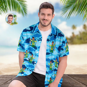 Benutzerdefinierte Herren Hawaiihemd Fischer Sommer Urlaub Gesicht Hawaiihemd - DePhotoBoxer