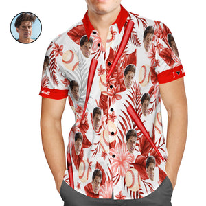 Benutzerdefinierte Männer Baseball Hawaiian Shirts Rote Blume Stil Aloha Beach Shirt für Männer Sommer Geschenk