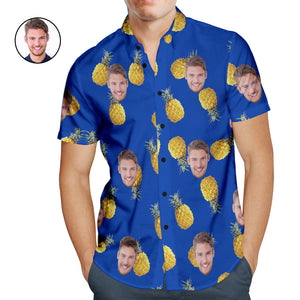 Benutzerdefiniertes Gesicht Hawaiian Shirt Personalisierte Foto Ananas Kurzarmshirts für Männer