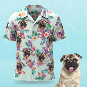 Kundenspezifisches Gesichts-Mann-Hawaii-Hemden Personalisiertes niedliches Hundegesicht für Haustier-Liebhaber