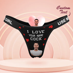 Personalisiertes Gesichtshöschen „love Your Cock“, Personalisierter Bund Mit Gravur, Tanga, Geschenk Für Sie - DePhotoBoxer