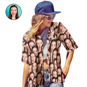 Benutzerdefinierte Gesicht Shirt Frauen Hawaiian Shirt Face Mash