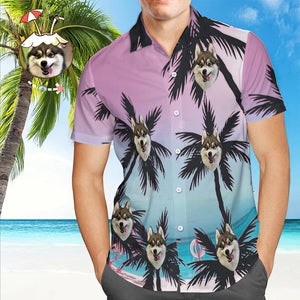 Benutzerdefiniertes Hawaii-hemd, Individuelles Gesichts-hawaii-hemd, Kokosnussbäume, Button-down-hemden