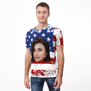 Benutzerdefinierte Gesicht T-Shirt American Flag Foto T-Shirt