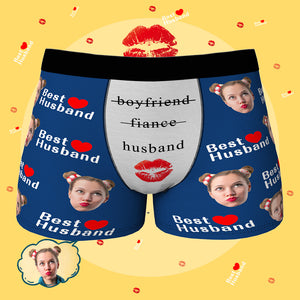 Benutzerdefinierter Gesichtsboxer Personalisieren Foto Unterwäsche für Männer Geschenke für Ehemann