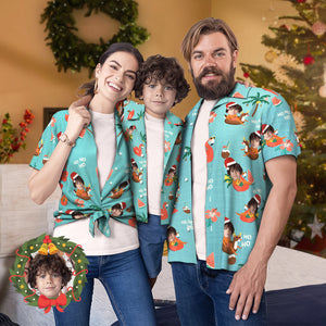 Passendes Hawaiianisches Familien-outfit Mit Individuellem Gesicht, Weihnachts-pool-party, Eltern-kind-kleidung - DePhotoBoxer