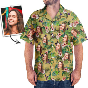 Herren Custom Face Shirt Hawaiihemd Kurzarm Blumen