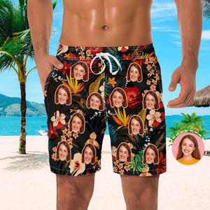 Herren Custom Face Beach Trunks All Over Print Foto Shorts Geschenk für Ihn