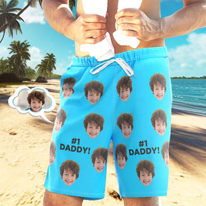 Badehose Mit Individuellem Gesicht, Personalisierte Strandshorts, Lässige Herren-shorts #1 Papa - DePhotoBoxer