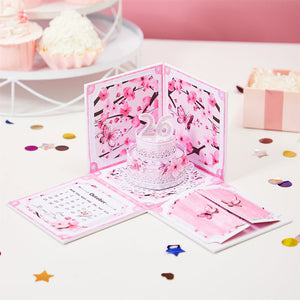 Personalisierte Geburtstagskarte Mit Explodierender Überraschungsbox, Individuelle 3d-popup-grußkarte Mit Kirschblüten - DePhotoBoxer