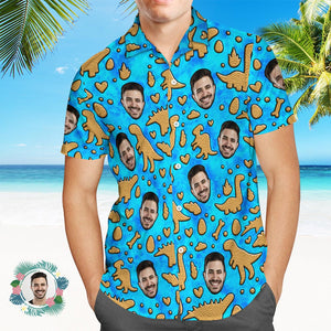 Benutzerdefinierte Herrenhemd Gesicht All Over Print Hawaiihemd Lustige Geschenke - DePhotoBoxer