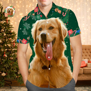 Hawaiihemden Mit Individuellem Gesicht, Personalisiertes Fotogeschenk, Herren-weihnachtshemden, Geschenk Für Haustierliebhaber - DePhotoBoxer