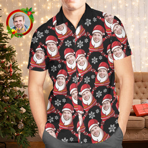 Benutzerdefinierte Gesichts-hawaii-hemden, Personalisiertes Foto-geschenk, Herren-weihnachtshemden, Weihnachtsmann Und Schneeflocke - DePhotoBoxer