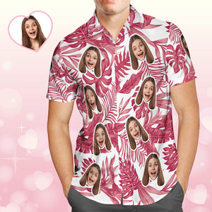 Hawaiihemd Mit Individuellem Gesicht, Rotes Tropisches Hibiskus-hawaiihemd, Geschenk Für Männer - DePhotoBoxer