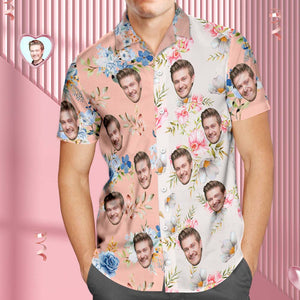 Benutzerdefiniertes Gesichts-hawaii-hemd Für Männer, Patchwork-druck-shirt, Valentinstagsgeschenke Für Ihn - DePhotoBoxer