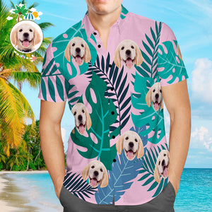 Benutzerdefiniertes Hawaii-hemd Mit Hundegesicht, Individuelle Tropische Strand-hemden, Palmen-hemden Für Haustierbesitzer - DePhotoBoxer