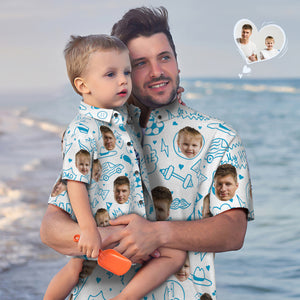 Kundenspezifisches Gesicht Hawaiian Shirt Passend Vatertag Shirt Vatertag Geschenk für Bester Vater der Welt