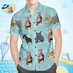 Benutzerdefiniertes Gesicht Hawaiihemd All Over Print Herrenhemd Pitbull Dogs - DePhotoBoxer