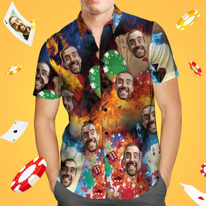 Benutzerdefiniertes Gesicht Hawaiian Shirt Aloha Poker Shirt Geschenk für Ihn