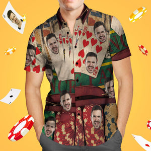 Benutzerdefiniertes Gesicht Hawaiian Shirt Aloha Poker Spieler Strand Shirt Geschenk für Ihn