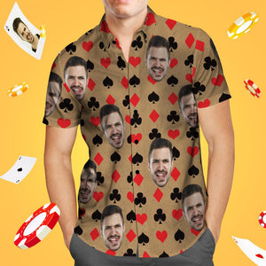 Benutzerdefiniertes Gesicht Hawaiian Shirt Personalisierte Poker Shirt Geschenk für Ihn
