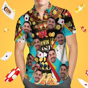 Benutzerdefiniertes Gesicht Hawaiian Shirt Geschenk für Ihn mit Poker Spiel Feld