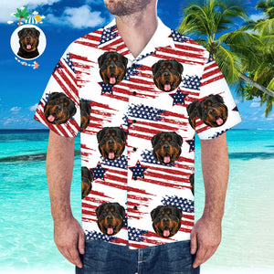 Benutzerdefiniertes Gesicht Hawaii-hemd Amerika-flagge Hawaii-hemd Für Strandparty - DePhotoBoxer