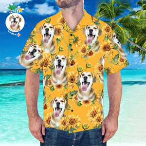 Hawaiihemd Mit Individuellem Gesicht, Sonnenblumenmuster, Hawaiihemd Für Strandparty - DePhotoBoxer