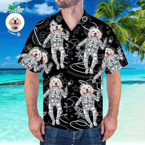 Hawaiihemd Mit Individuellem Gesicht, Personalisiertes Hawaiihemd, Kurzärmeliges Hemd Mit Raummuster - DePhotoBoxer