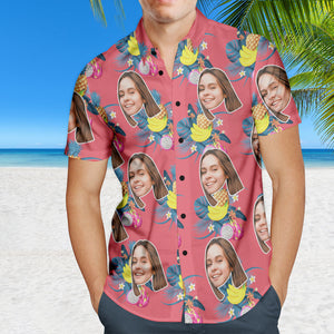 Benutzerdefiniertes Gesicht Hawaiihemd Personalisierte Foto Sommerhemden für Männer - Früchte