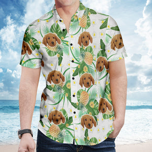 Benutzerdefiniertes Gesicht Hawaiihemd Personalisierte Tierfoto Ananas Sommerhemden für Männer