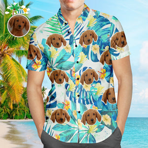 Hawaiihemd Mit Individuellem Gesicht, Vintage-blumenpflanze, Beliebtes All-over-print-hawaii-strandhemd Für Männer, Weihnachtsgeschenk - DePhotoBoxer