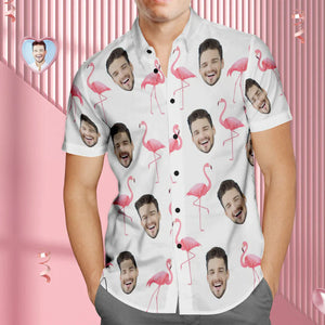 Benutzerdefinierte Gesicht Hawaiian Shirt Personalisierte Männer Foto Flamingo Shirt Valentinstag Geschenk für ihn