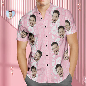 Benutzerdefinierte Gesicht Hawaiian Shirt Personalisierte Männer Foto Shirt Valentinstag Geschenk Honolulu Leis