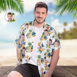 Benutzerdefiniertes Gesicht Hawaiihemd Das Fotohemd Der Personalisierten Männer Aloha Ananas - DePhotoBoxer