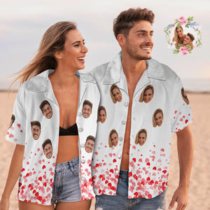 Benutzerdefiniertes Gesichtspaar, Passendes Hawaii-hemd, Liebesherz, Valentinstagsgeschenk - DePhotoBoxer