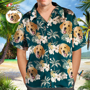 Benutzerdefinierte Hawaii-hemden Mit Haustiergesicht. Funky Vintage-hawaii-hemd, Lässig, Button-down-kurzarm - DePhotoBoxer