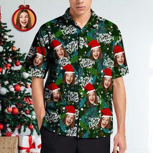 Hawaiihemden Mit Individuellem Gesicht, Personalisiertes Fotogeschenk, Herren-weihnachtshemden Mit Blumen Und Blättern - DePhotoBoxer