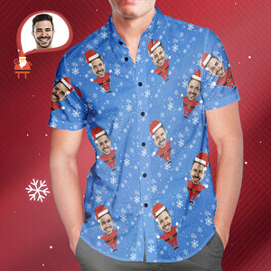 Men's Custom Face Christmas Santa All Over Print Hawaiian Shirt Christmas Gift