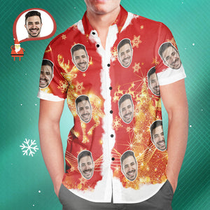 Men's Custom Face Merry Christmas Personalized Hawaiian Shirt Christmas Gift