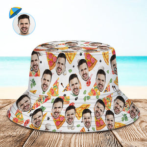Benutzerdefinierte Eimer Hut Personalisieren Gesicht Pizza Eimer Hut Sommer Wide Brim Fischer Hut Geschenke