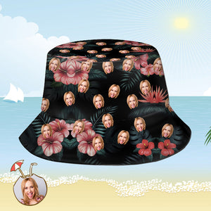 Kundenspezifischer Bucket Hat Personalisiertes Gesicht All Over Print Tropischer Blumendruck Hawaiian Fisherman Hat