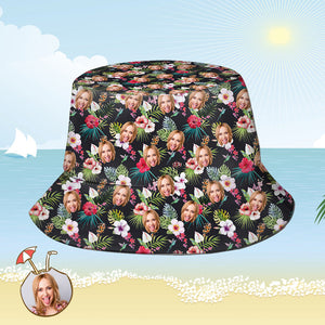 Kundenspezifischer Fischerhut Personalisiertes Gesicht Allover-Druck Tropischer Blumendruck Hawaiischer Fischerhut - Schöne Blumen